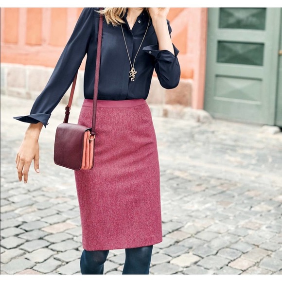 Boden Dresses & Skirts - Boden British Tweed Pink Wool Pencil Skirt Size 4 Petite